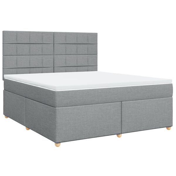 vidaXL Boxspringbett mit Matratze Hellgrau 180x200 cm Stoff
