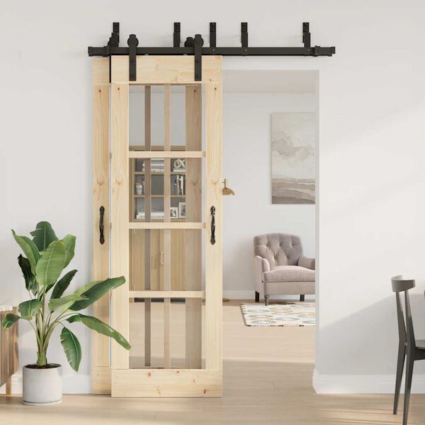 vidaXL Schiebetürbeschlag-Set 152,5 cm Stahl Schwarz