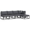 vidaXL Garten-Sofa-Set mit Kissen 5 pcs Schwarz Aluminium