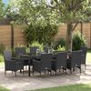 vidaXL Garten Essgruppe mit Kissen 9 pcs Schwarz Poly-Rattan
