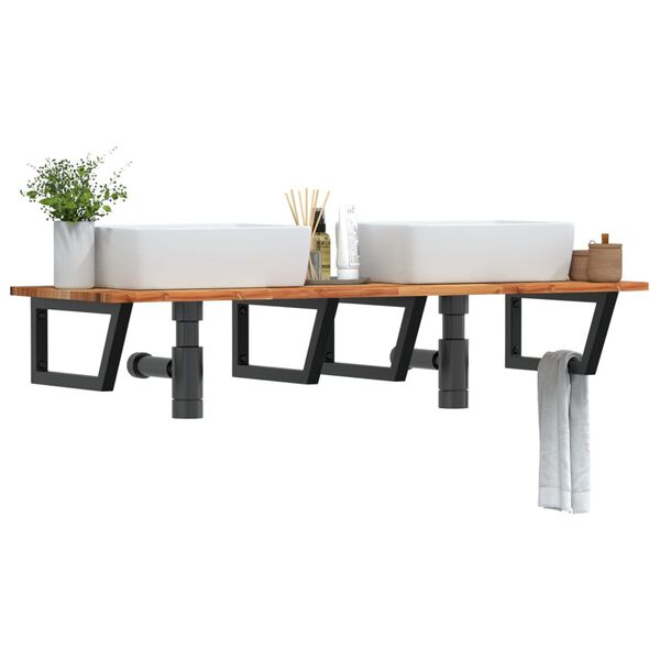vidaXL Waschbeckenregal Wandmontage Stahl und Akazienholz