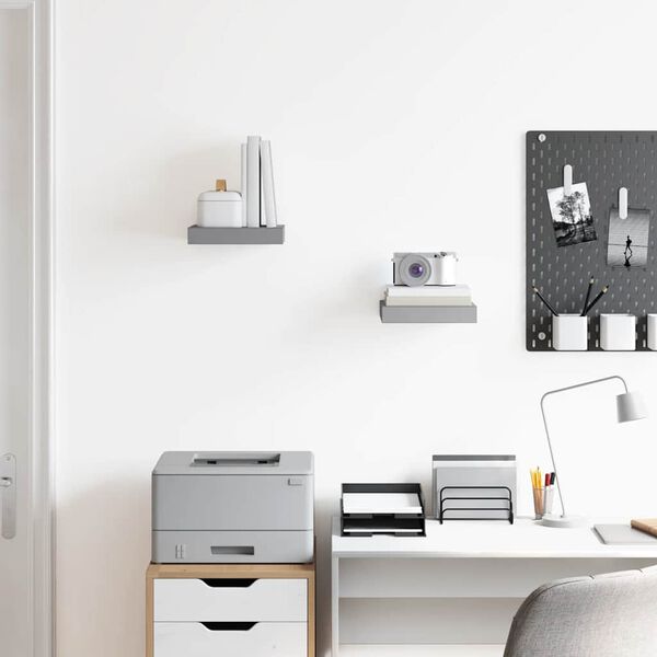 vidaXL Schweberegale 2 Stk. Grau 23x23,5x3,8 cm MDF