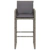 vidaXL Garten-Barhocker mit Kissen 2 Stk. Grau Poly Rattan
