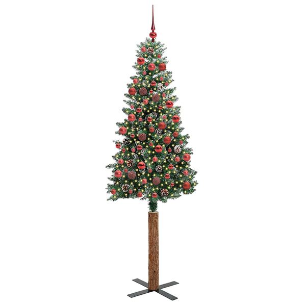 vidaXL Schlanker Weihnachtsbaum mit 300 LEDs Grün und Weiß 180 cm