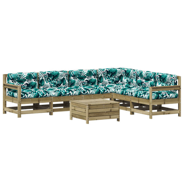 vidaXL 7-tlg. Garten-Lounge-Set mit Kissen Impr&auml;gniertes Kiefernholz