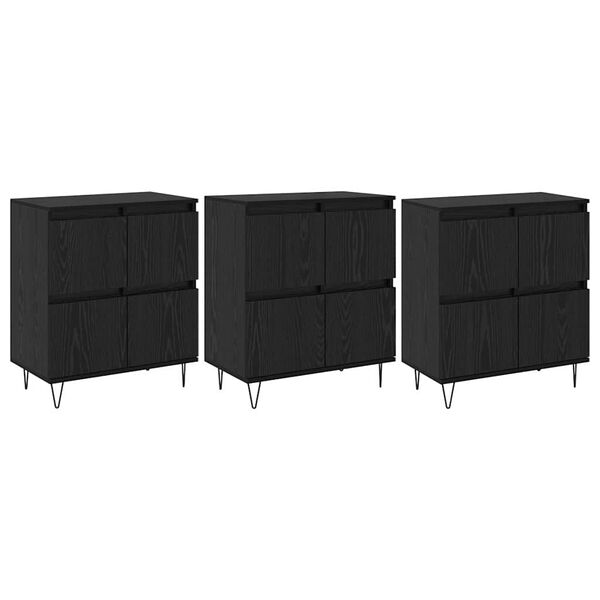 vidaXL Sideboards 3 pcs Schwarz Eichen-Optik 180 x 35 x 70 cm