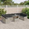 vidaXL Garten-Sofa-Set mit Kissen 11 pcs Hellgrau Poly Rattan