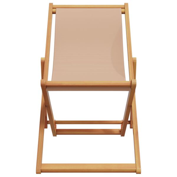 vidaXL Strandstuhl Klappbar Taupe Massivholz Eukalyptus und Stoff