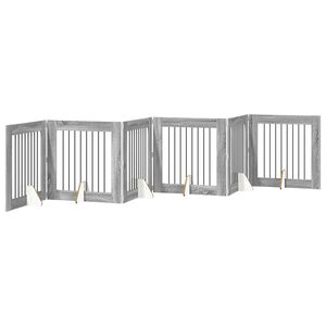 vidaXL Klappbares Hundetor mit St&auml;ndern 6 stk. Sonoma-Grau 482 cm