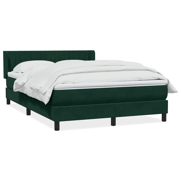 vidaXL Boxspringbett mit Matratze Dunkelgr&uuml;n 160x220 cm Samt