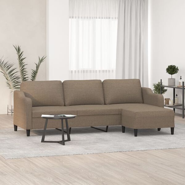 vidaXL 3-Sitzer-Sofa mit Hocker Taupe 210 cm Stoff