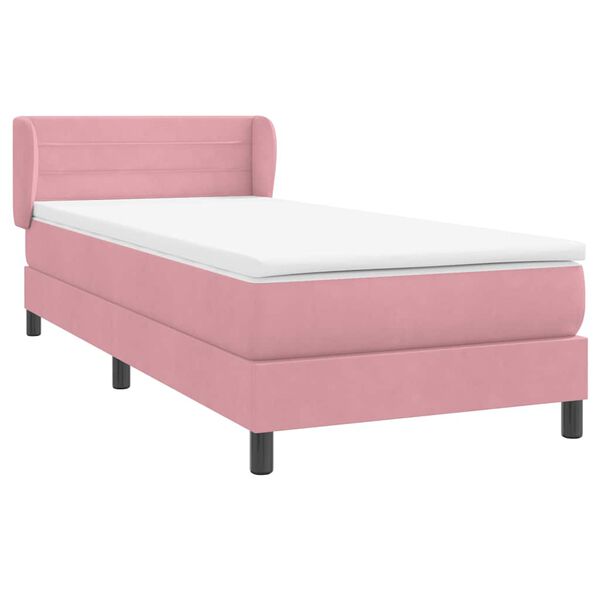 vidaXL Boxspringbett mit Matratze Rosa 80x220 cm Samt
