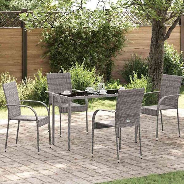 vidaXL Gartenst&uuml;hle Stapelbar 4 Stk. Grau Poly Rattan