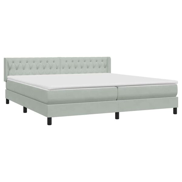 vidaXL Boxspringbett mit Matratze Hellgrau 180x210 cm Samt