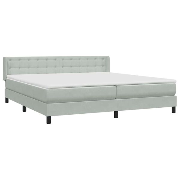vidaXL Boxspringbett mit Matratze Hellgrau 180x220 cm Samt
