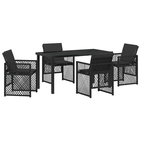 vidaXL Garten Essgruppe 5 pcs Schwarz Poly-Rattan