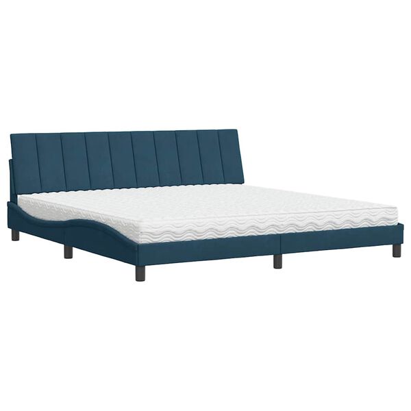 vidaXL Bett mit Matratze "Hanko" Blau 200x200 cm Samt