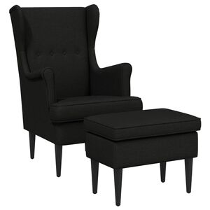 vidaXL Sessel mit Fu&szlig;hocker 2 stk. Schwarz Stoff
