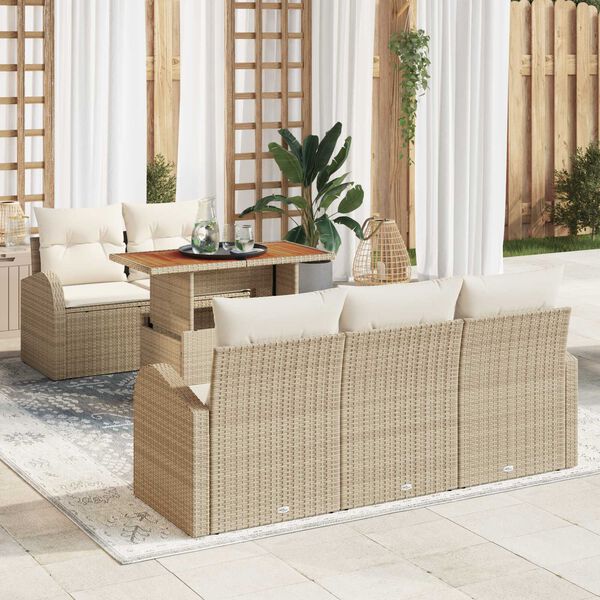 vidaXL Garten-Sofa-Set mit Kissen 6 pcs Beige und Creme