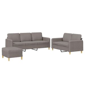 vidaXL 3-tlg. Sofagarnitur mit Kissen Taupe Stoff