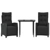 vidaXL 3-tlg. Garten-Essgruppe mit Kissen Schwarz Poly Rattan