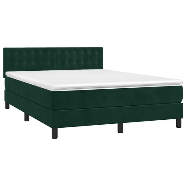 vidaXL Boxspringbett mit Matratze Dunkelgr&uuml;n 140x200 cm Samt