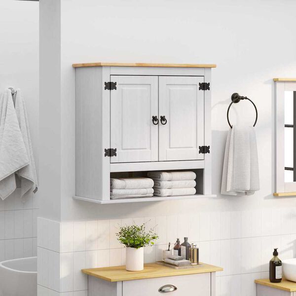 vidaXL H&auml;ngeschrank Corona Wei&szlig; 70 x 33 x 71,5 cm Massives Kiefernholz