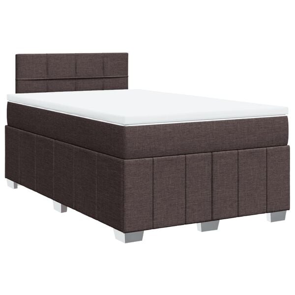 vidaXL Boxspringbett mit Matratze Dunkelbraun 120x190 cm Stoff