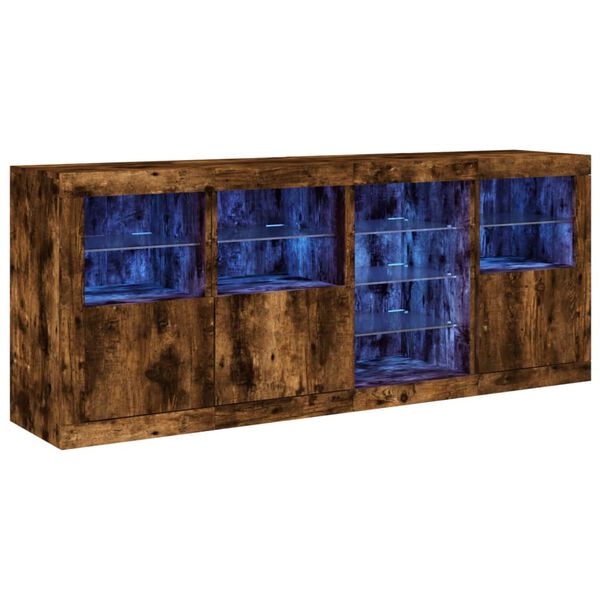 vidaXL Sideboard mit LED-Leuchten R&auml;uchereiche 164x37x67 cm