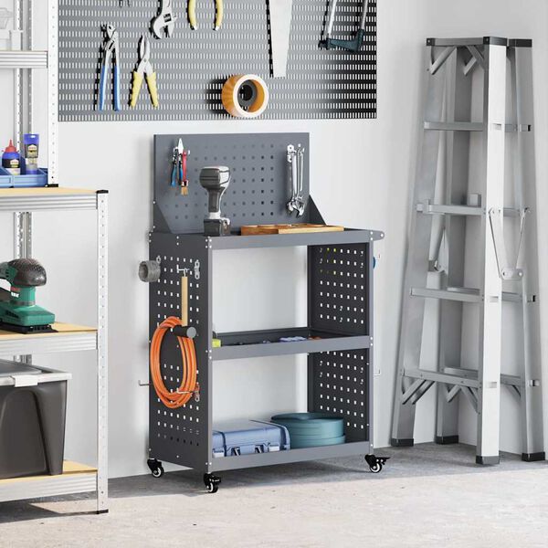 vidaXL Werkzeugwagen Anthrazit 65 x 35 x 111 cm Kaltgewalzter Stahl