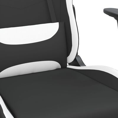 vidaXL Gaming-Stuhl mit Fußstütze Schwarz und Weiß Stoff