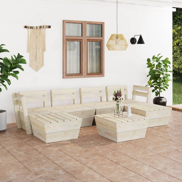 vidaXL 7-tlg. Garten-Paletten-Lounge-Set Imprägniertes Fichtenholz