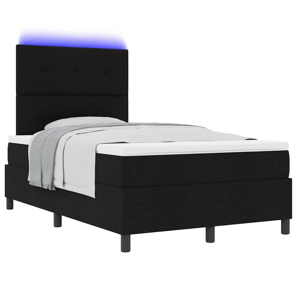 vidaXL Boxspringbett mit Matratze mit LED Schwarz 120 x 190 cm Stoff