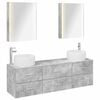 vidaXL Badezimmerm&ouml;bel-Set 5 pcs Betongrau Ingenieurholz und Glas
