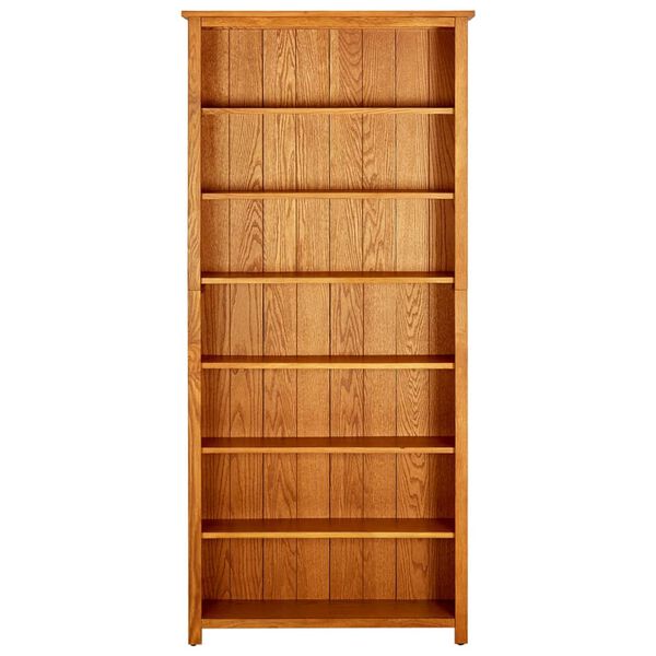 vidaXL Bücherregal 7 Fächer 90x22,5x200 cm Massivholz Eiche