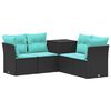 vidaXL Sofa Set 5 stk. Schwarz und Blau Polyrattan und Stahl