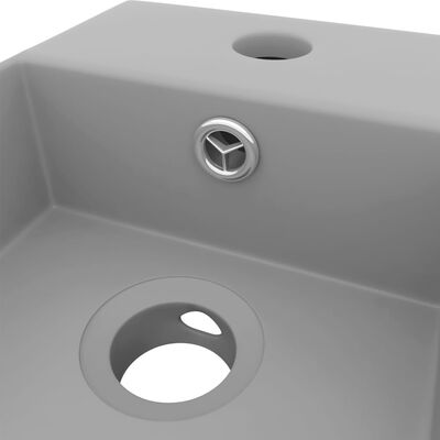 vidaXL Badezimmer-Waschbecken mit Überlauf Keramik Hellgrau