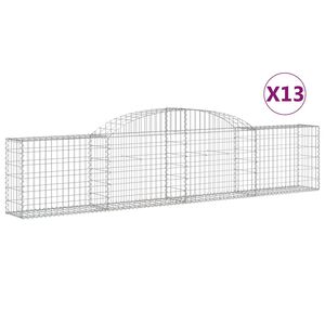 vidaXL Gabionen mit Hochbogen 13 Stk. 300x30x60/80 cm Verzinktes Eisen