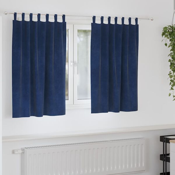 vidaXL Verdunkelungsvorh&auml;nge 2 pcs Dunkelblau 140 x 140 cm Samt