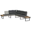 vidaXL Gartensofa in L-Form mit Kissen Grau Poly Rattan und Akazie