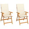 vidaXL Gartenst&uuml;hle 2 Stk. mit Creme Kissen Massivholz Teak