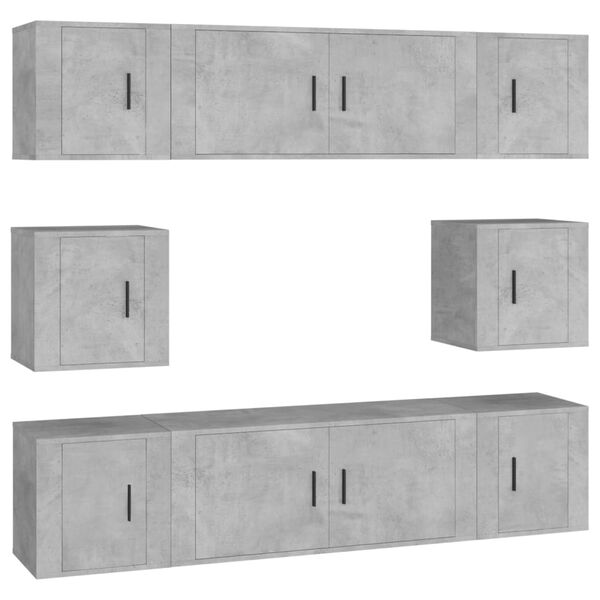 vidaXL 8-tlg. TV-Schrank-Set Betongrau Holzwerkstoff