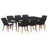 vidaXL Garten Essgruppe mit Kissen 9 pcs Schwarz Poly-Rattan