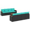 vidaXL 9-teiliges Gartensofa-Set mit Kissen, schwarzes Polyrattan