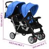 vidaXL Tandem-Kinderwagen Stahl Blau und Schwarz