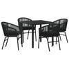 vidaXL Garten Essgruppe 5 pcs Schwarz Pulverbeschichteter Stahl