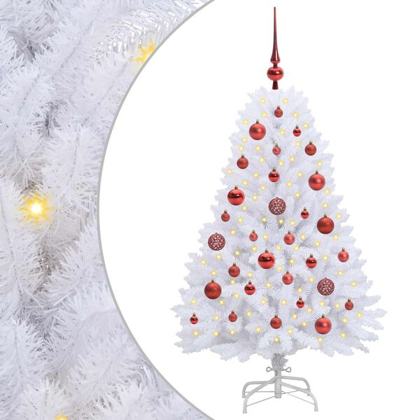 vidaXL K&uuml;nstlicher klappbarer Weihnachtsbaum Wei&szlig; 120 cm PVC und Stahl