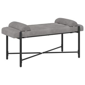 vidaXL Knopfgepolsterte Bank mit Kissen Hellgrau 110 x 40 x 46 cm Samt