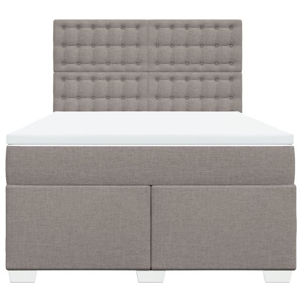 vidaXL Boxspringbett mit Matratze Taupe 140x200 cm Stoff