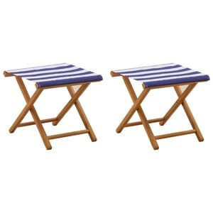 vidaXL Liegestuhl 2 stk. Massives Eukalyptus Holz Blau und Wei&szlig;